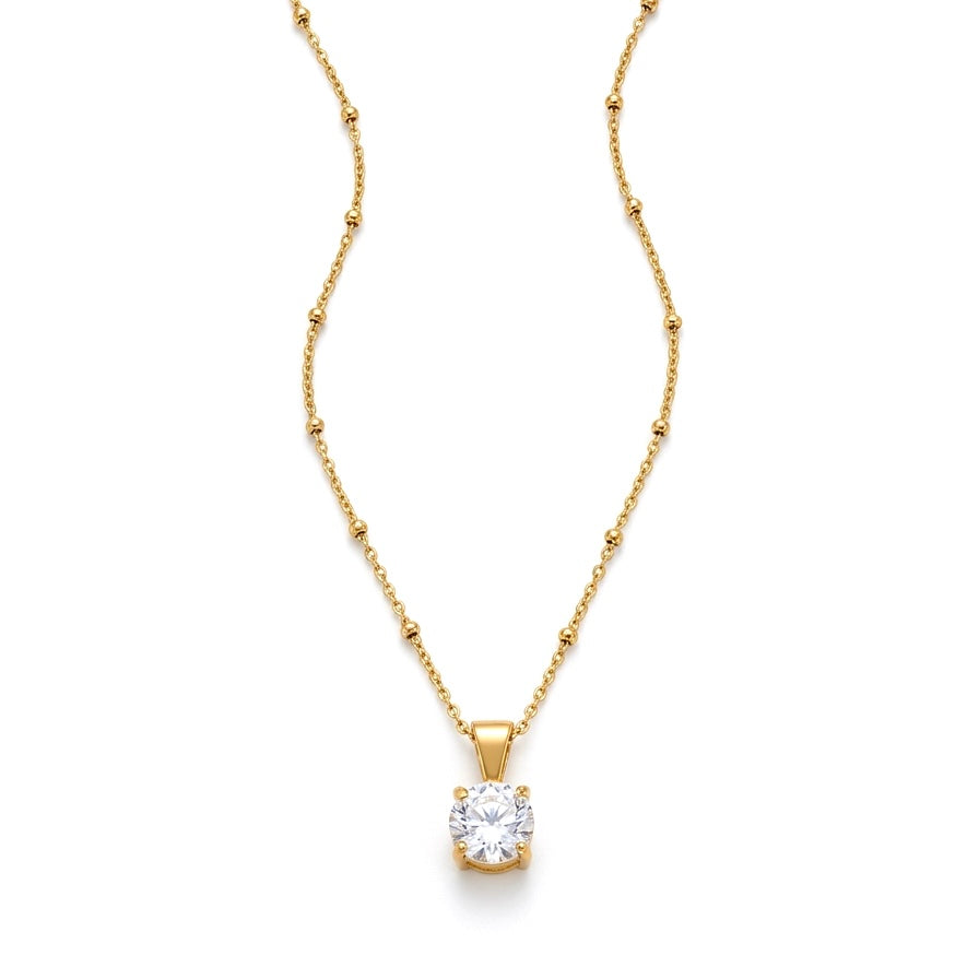 Beaded Chain Solitaire Necklace