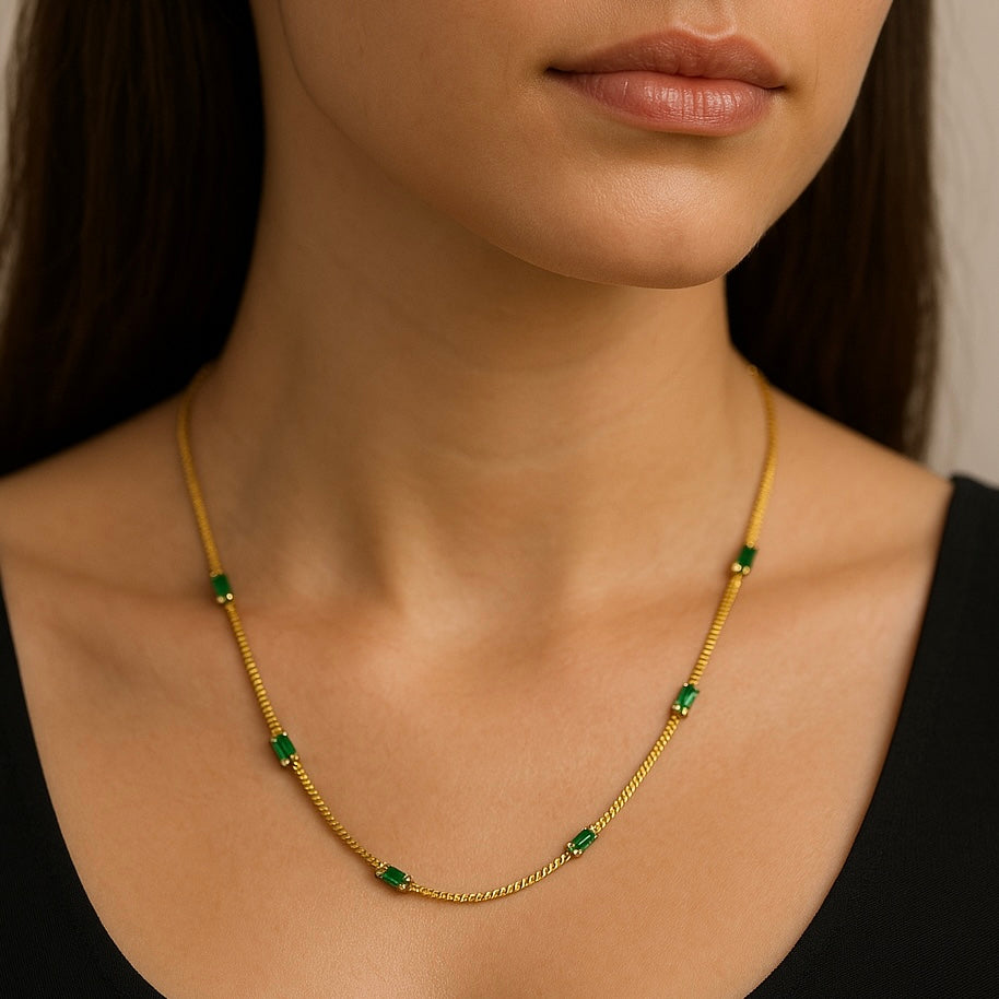 Haydee Emerald Baguette Chain