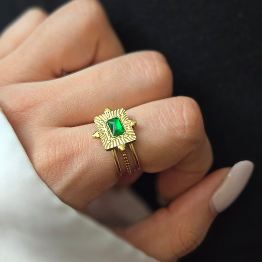 Elspeth Emerald Ring (adjustable)