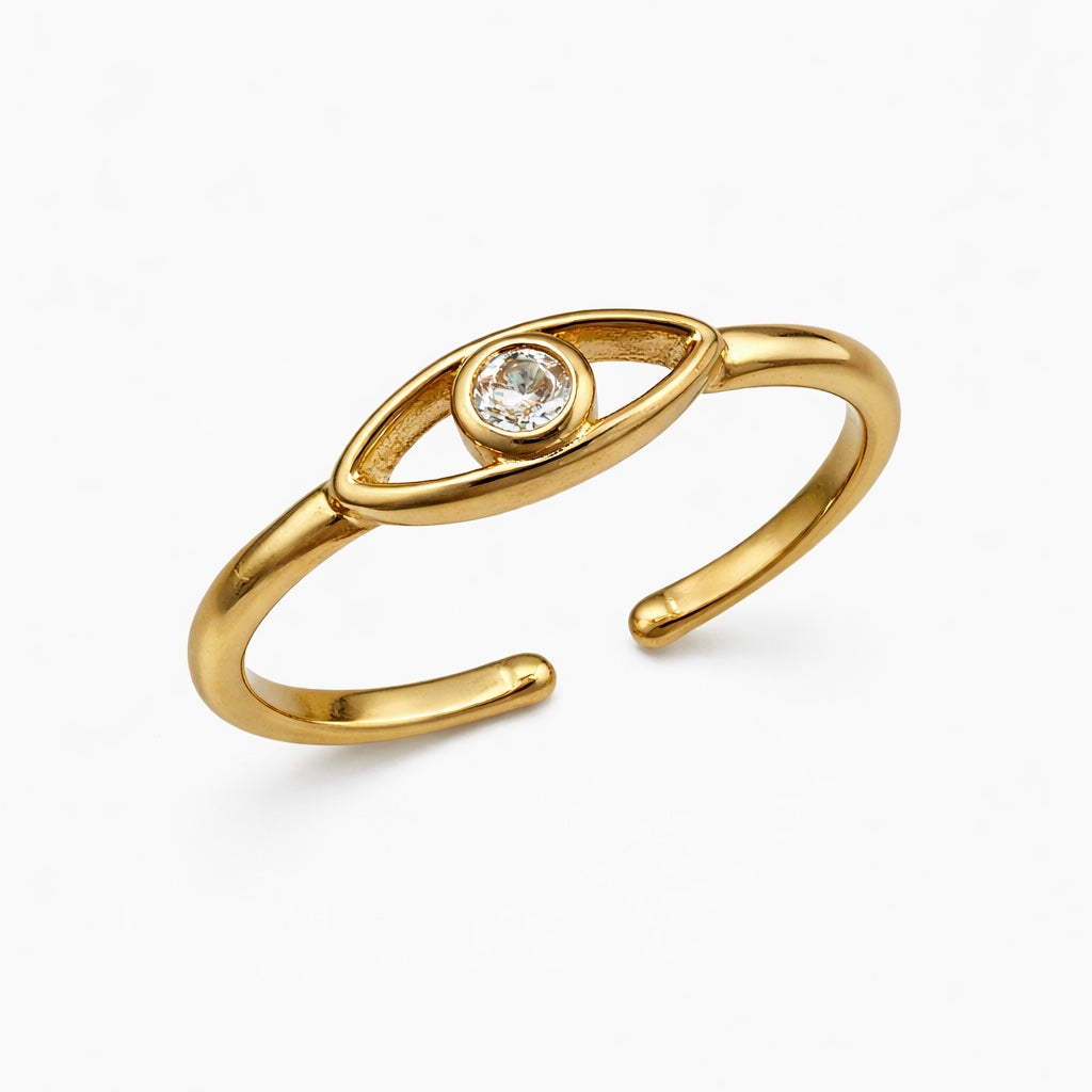 Minimal Evil Eye Ring (adjustable)