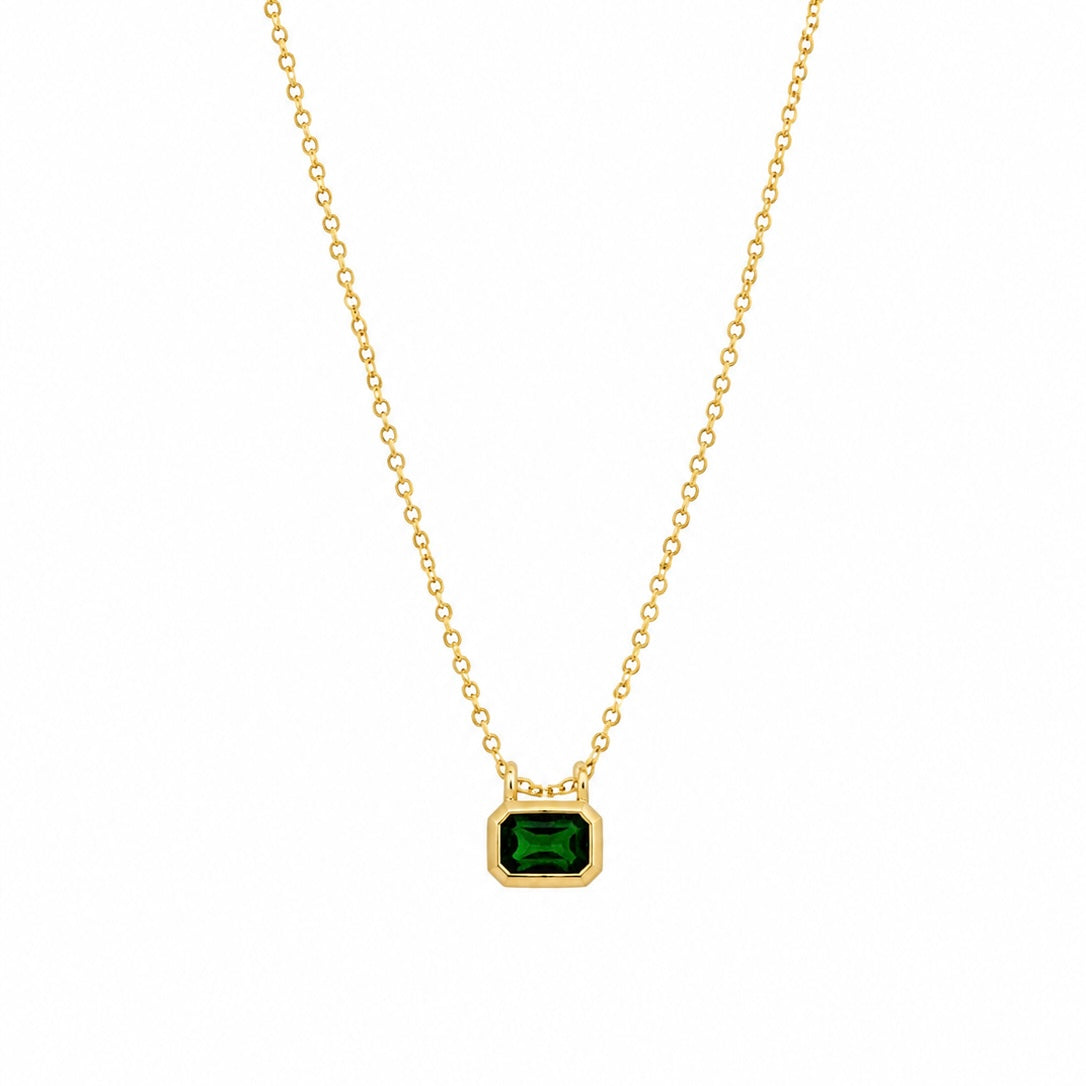 Emerald Cut Bar Necklace