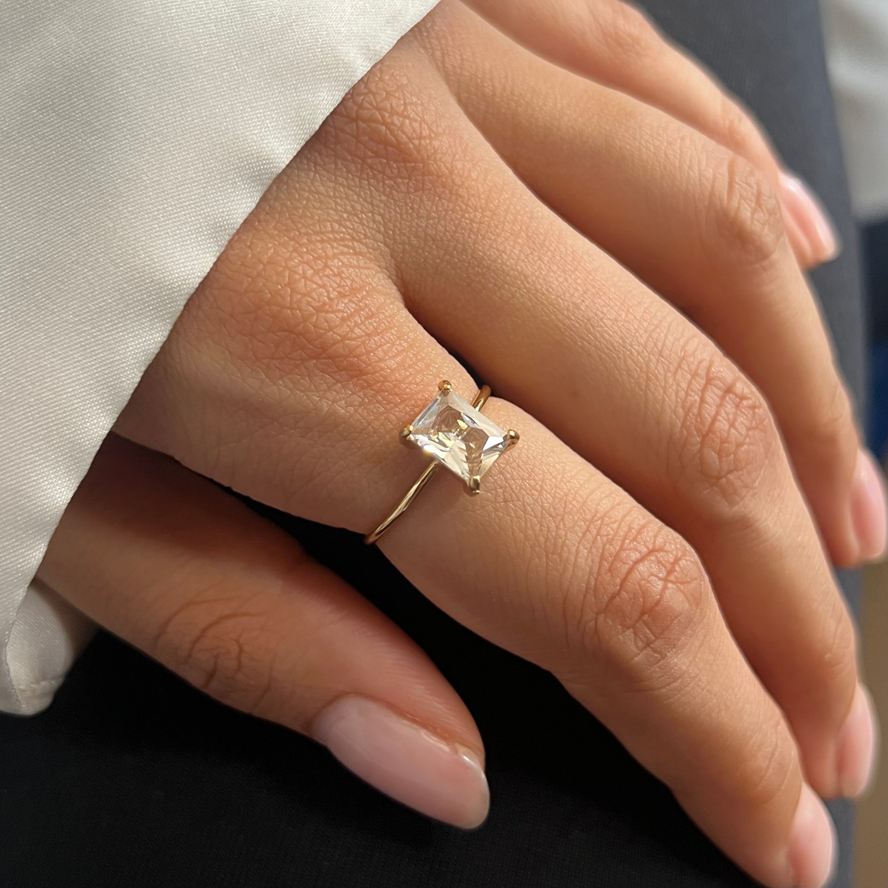 Silvana Emerald Cut Ring (adjustable)