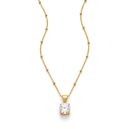 Beaded Chain Solitaire Necklace