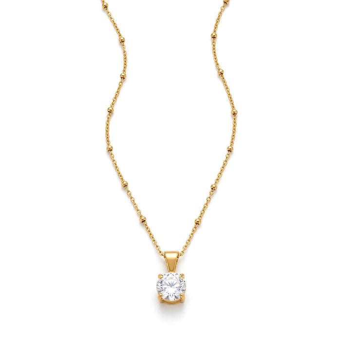 Beaded Chain Solitaire Necklace