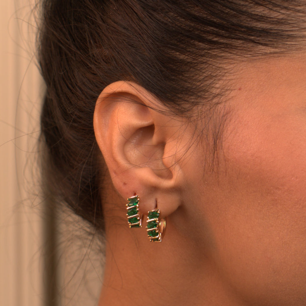 Emerald Baguette Earrings