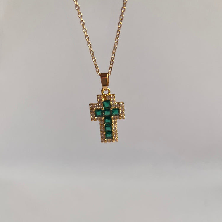 Cross Emerald Necklace