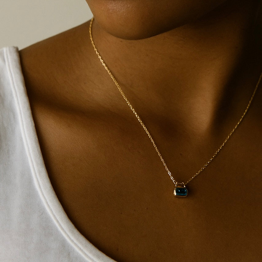 Emerald Cut Bar Necklace