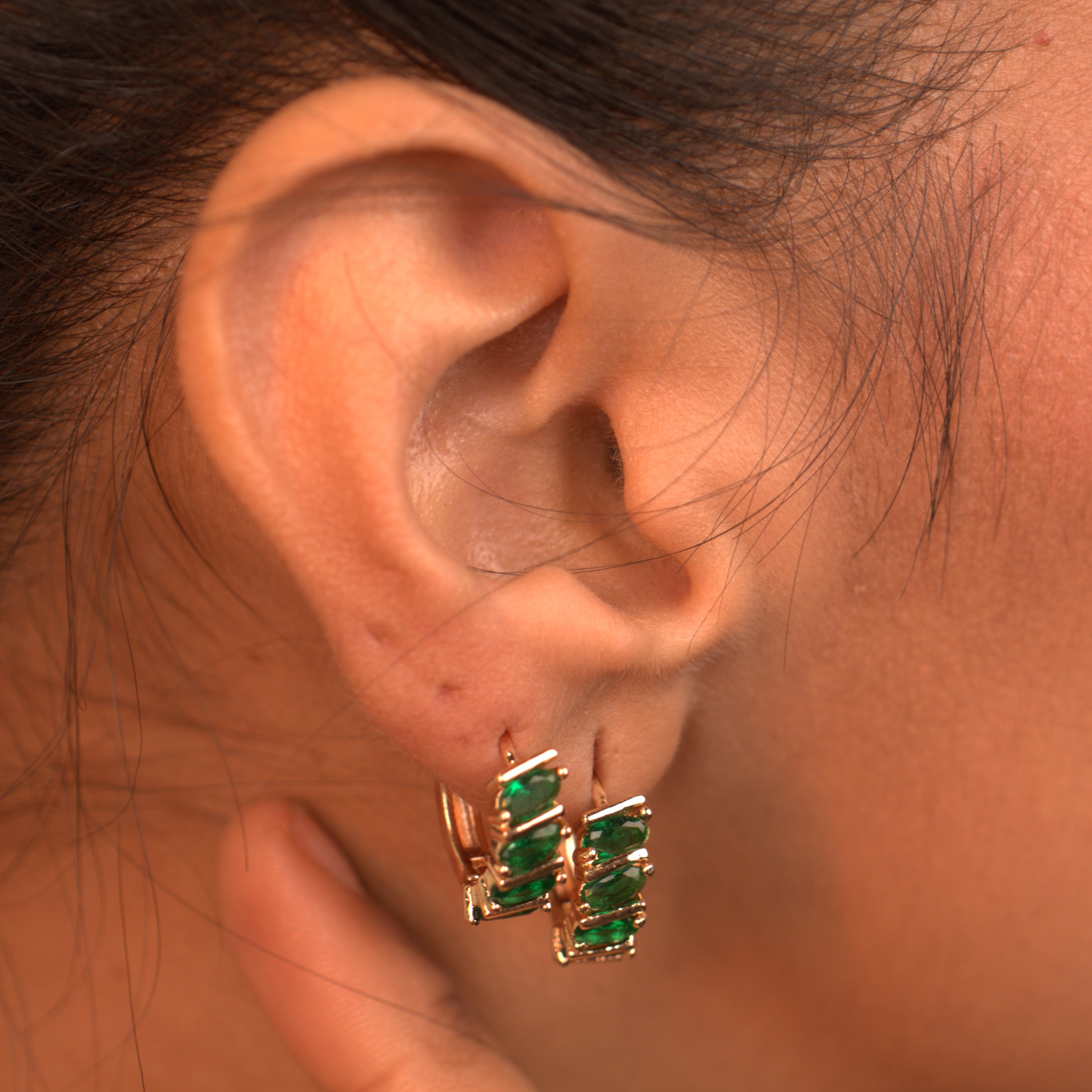 Emerald Baguette Earrings