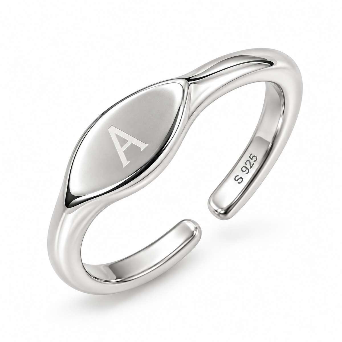 92.5 Sterling Silver Initial Ring