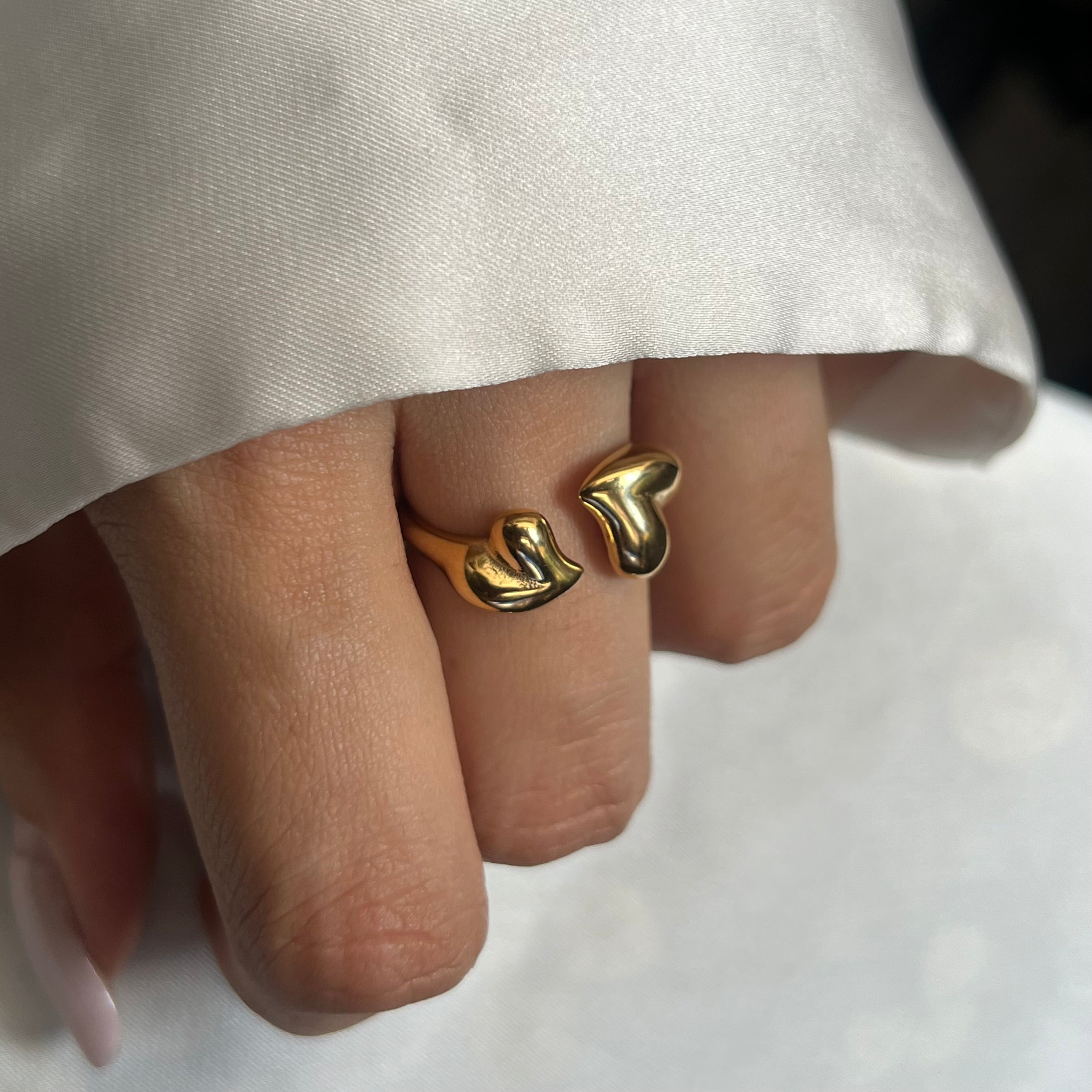 Duo Heart Chunky Ring (adjustable)