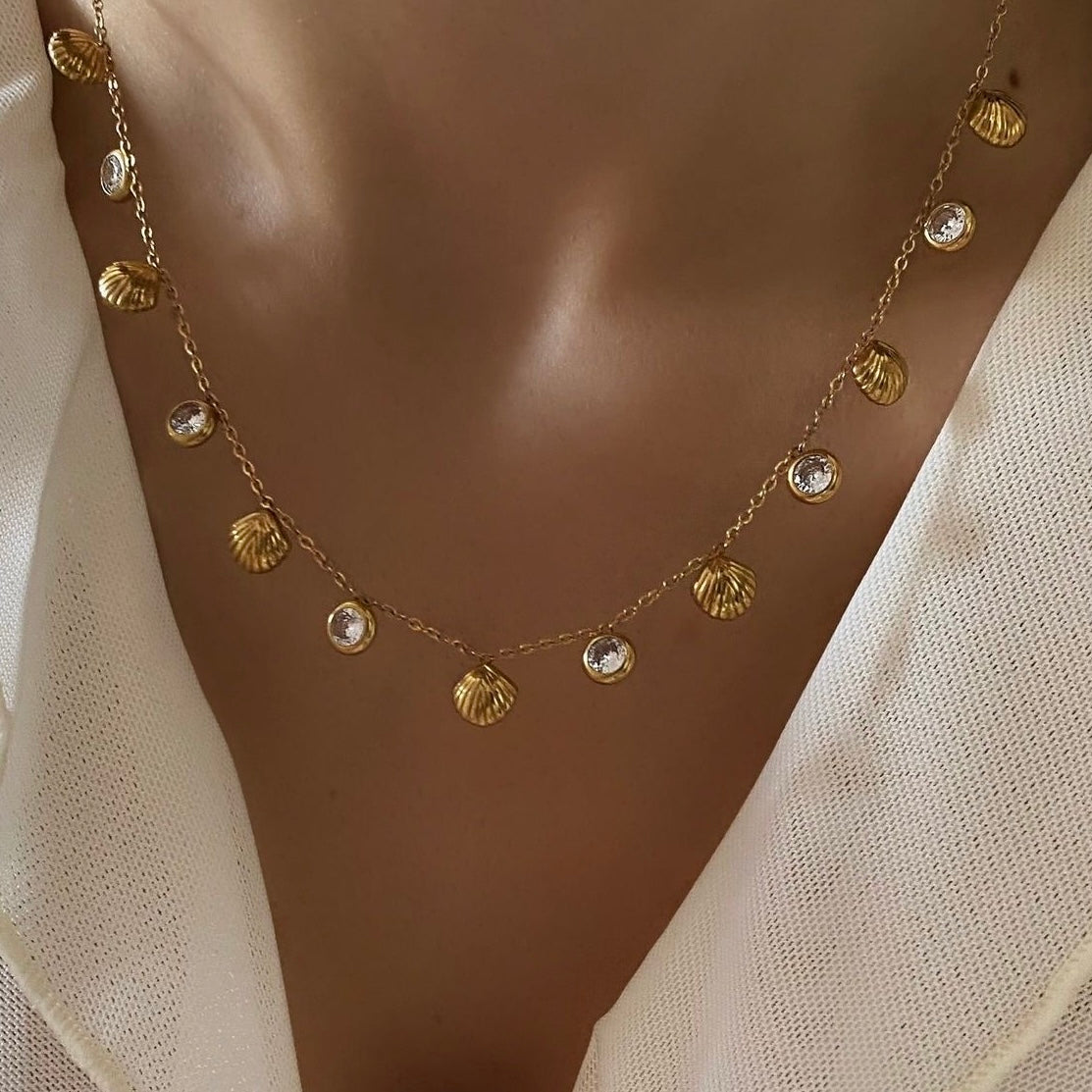 Sea-Shell Crystal Necklace