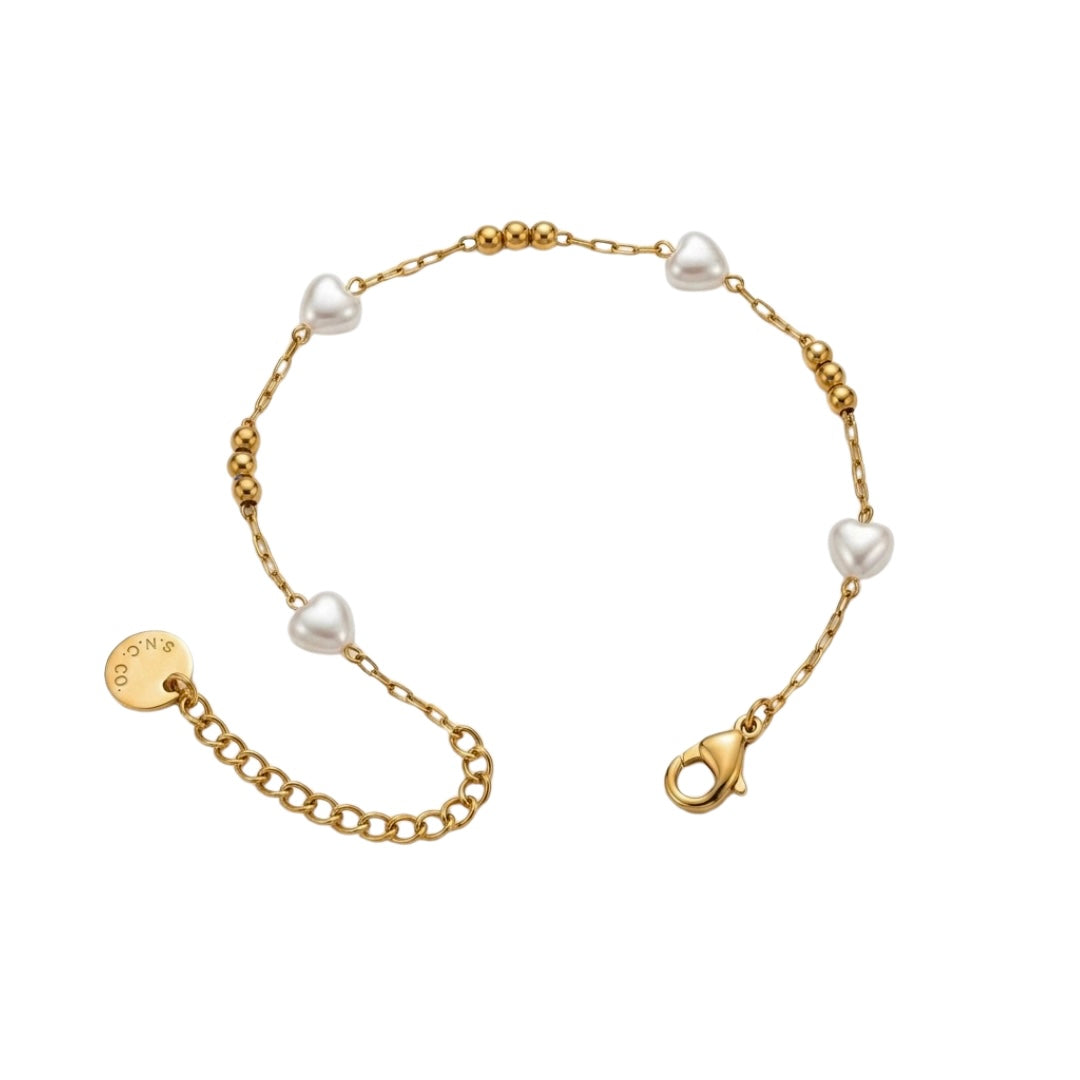 Pearly Heart Dainty Bracelet