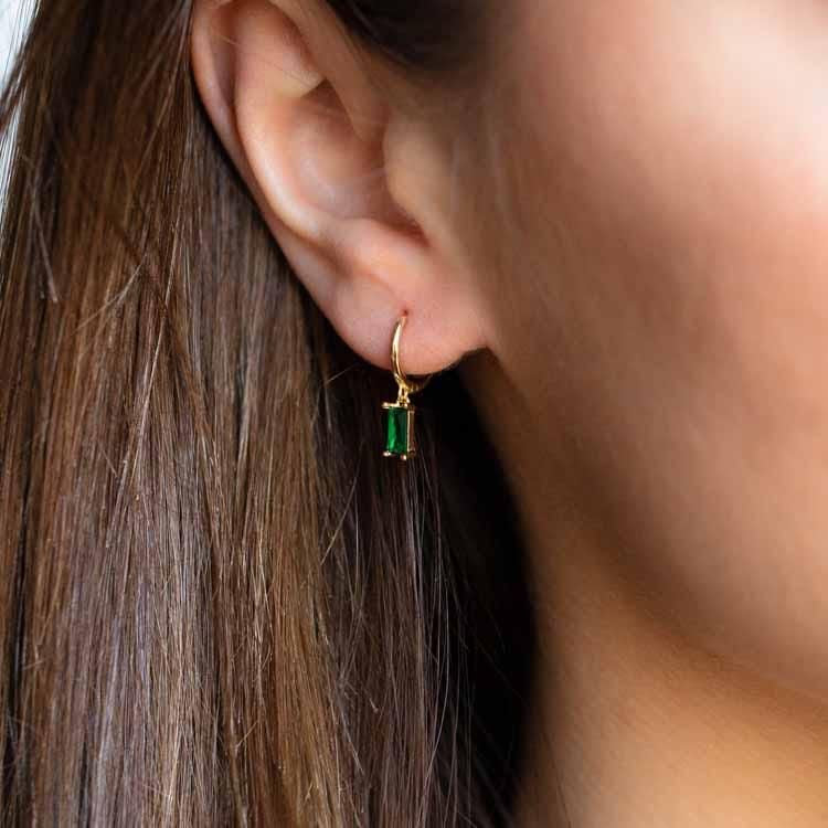 Emerald Baguette Earrings