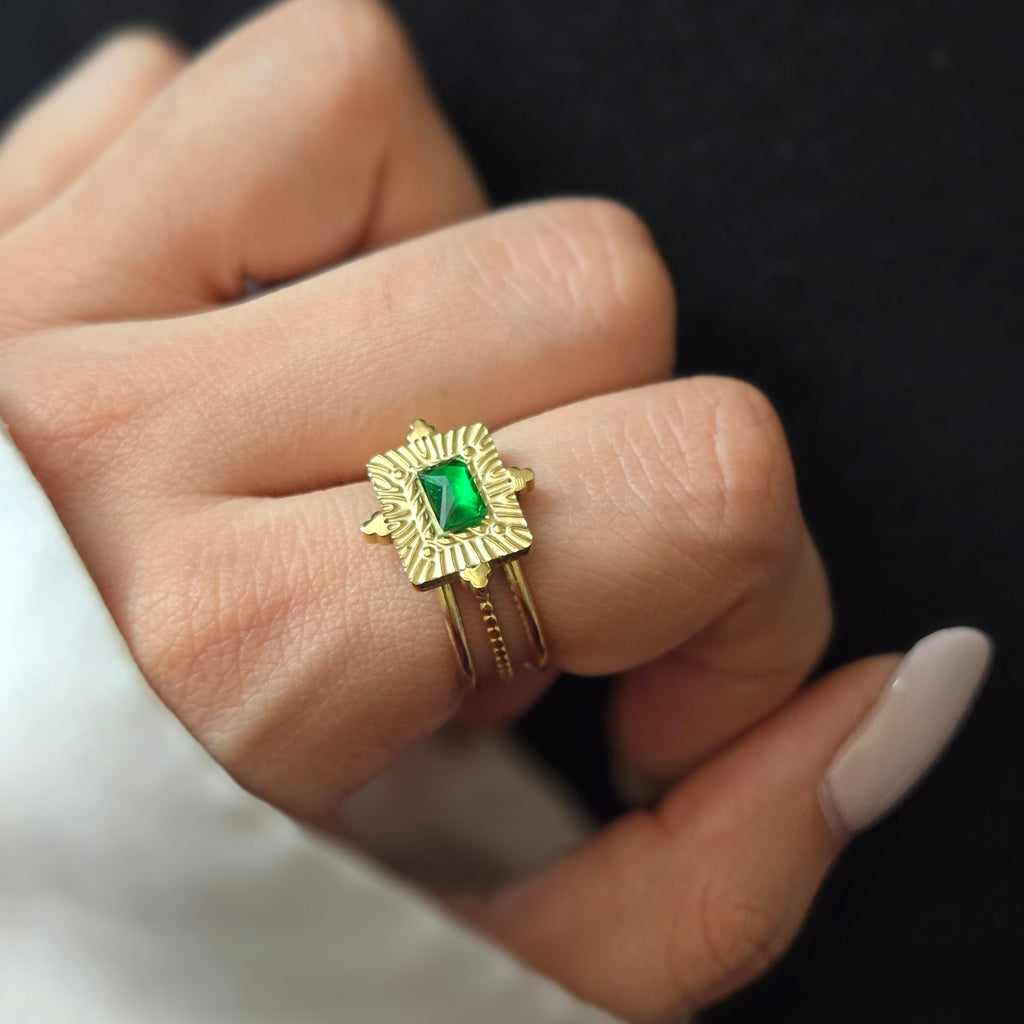 Elspeth Emerald Ring (adjustable)