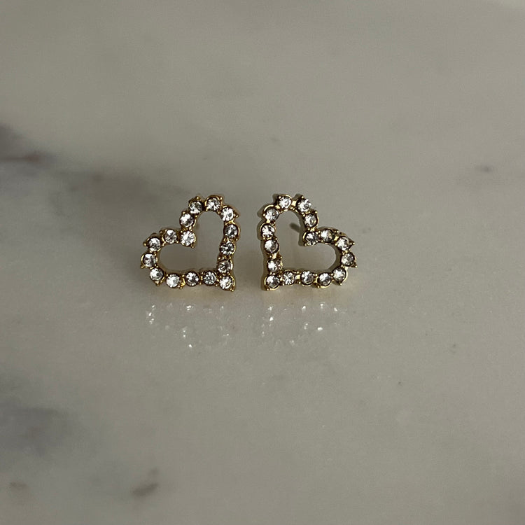 Heart Rhinestone Studs