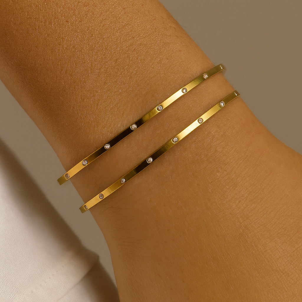 Zoe Studded Bangle (Ultra Thin) (set of 2)