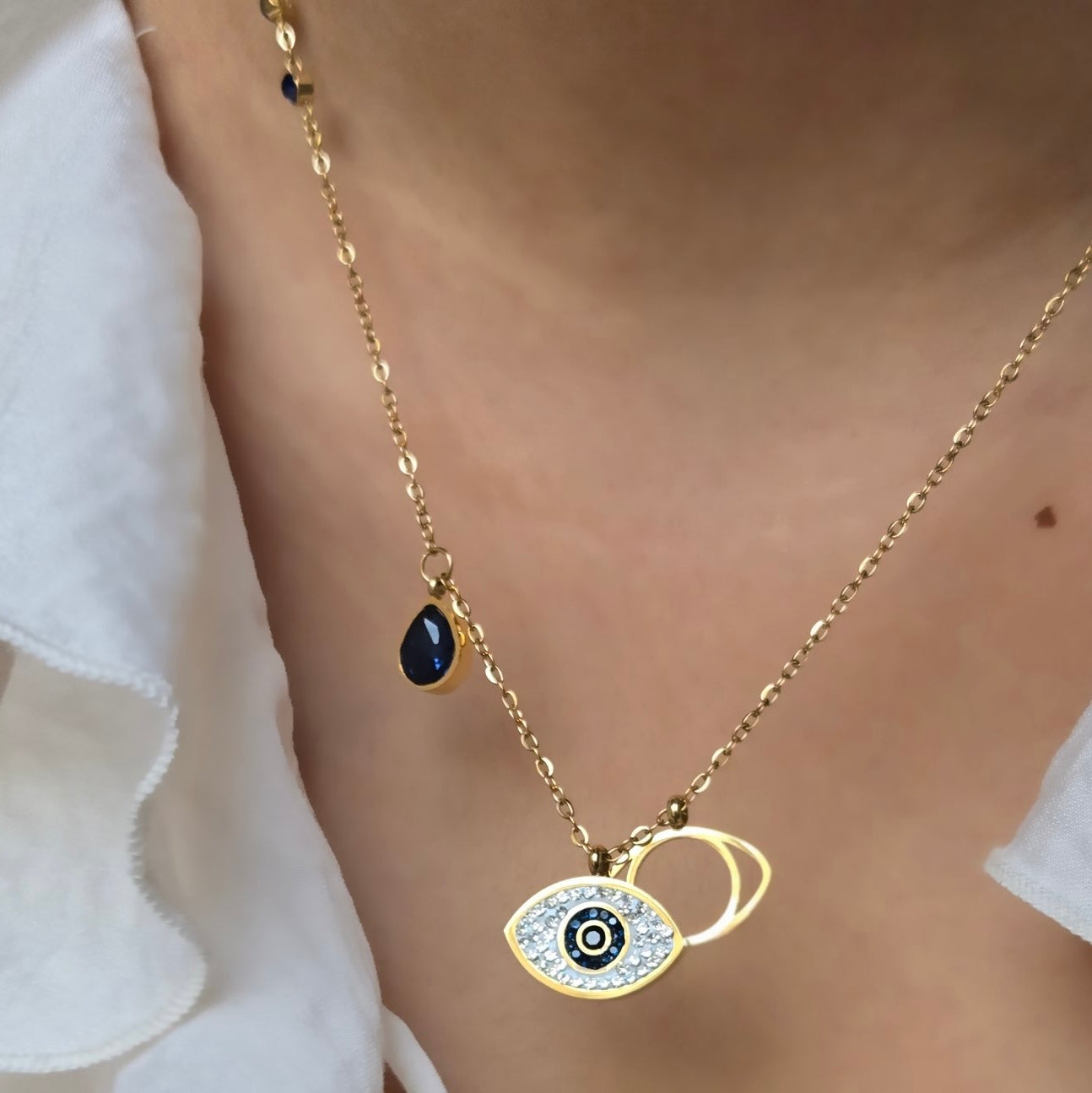 Evil Eye Rhinestone Necklace