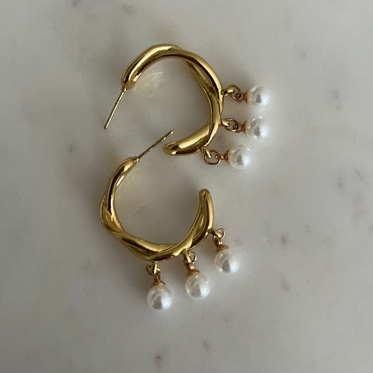 Crescent Pearl Earrings