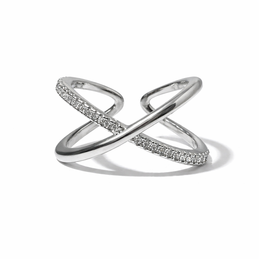 Crossover Silver Ring (Adjustable)