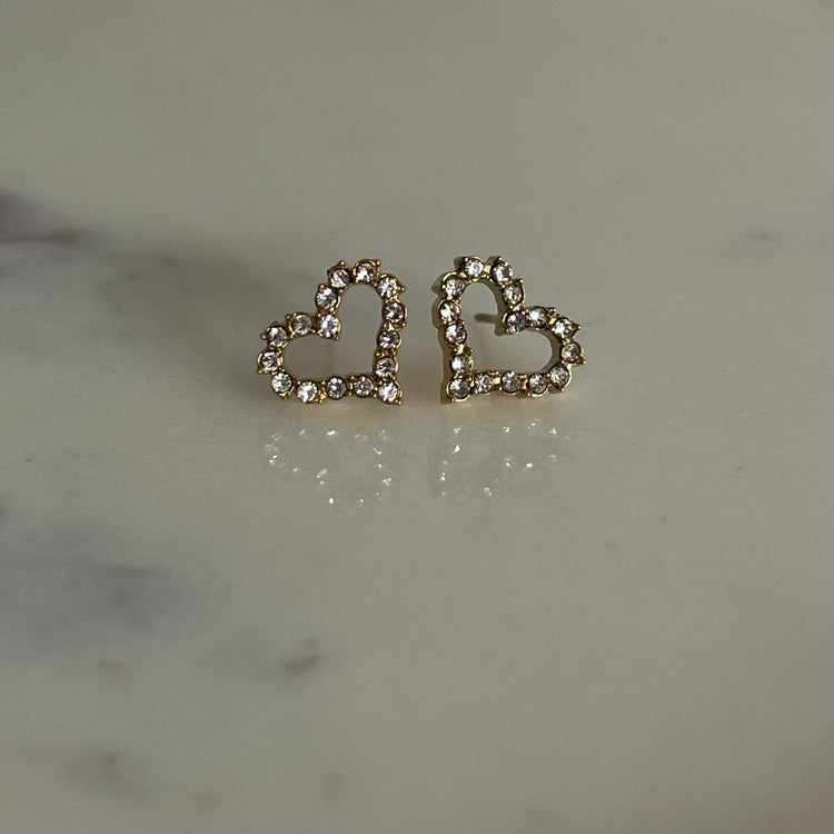 Heart Rhinestone Studs