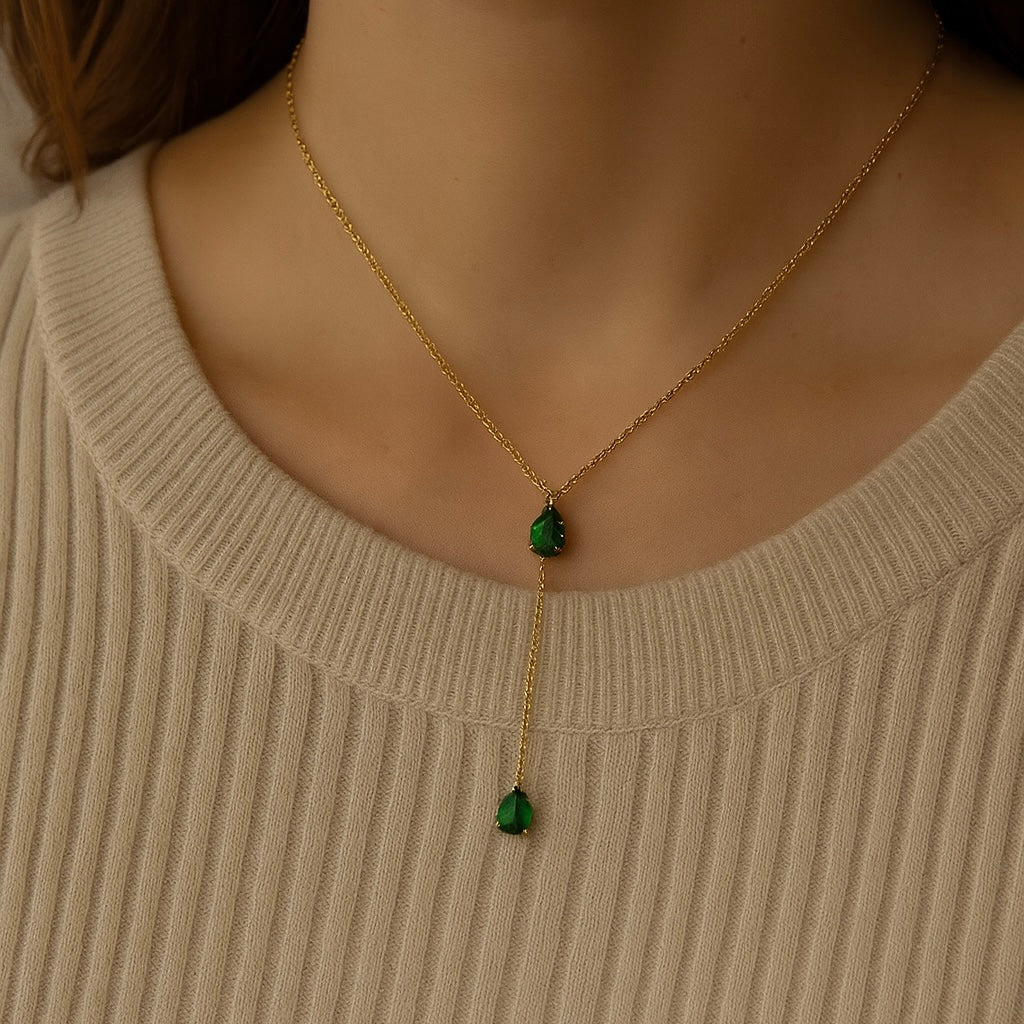 Haisley Emerald Drop Necklace