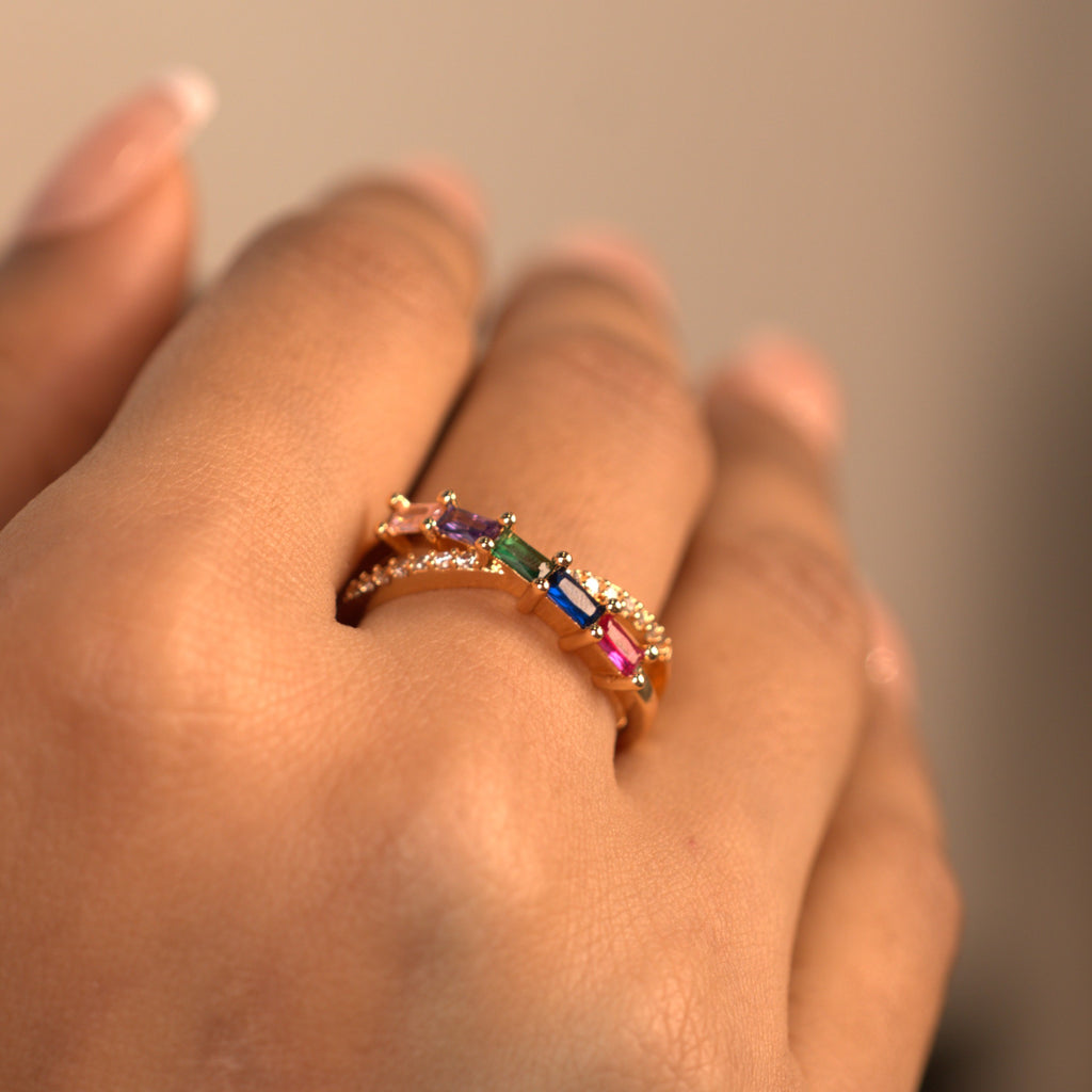 Baguette Crossover Ring (adjustable)