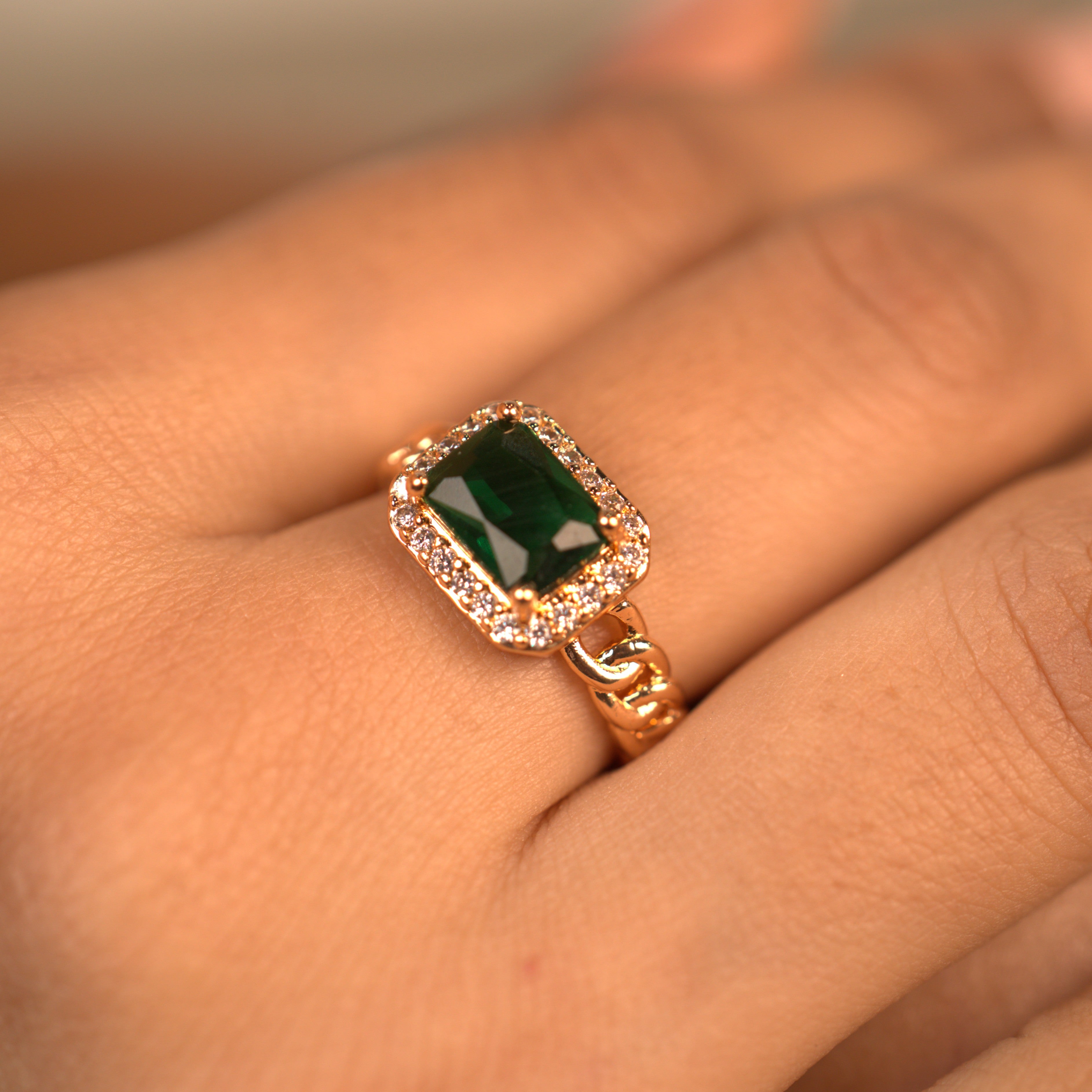 Emerald Cuban Ring (adjustable)