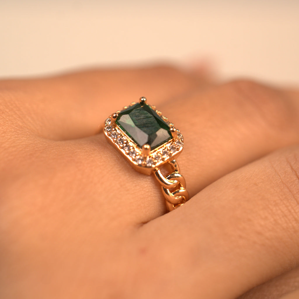 Emerald Cuban Ring (adjustable)