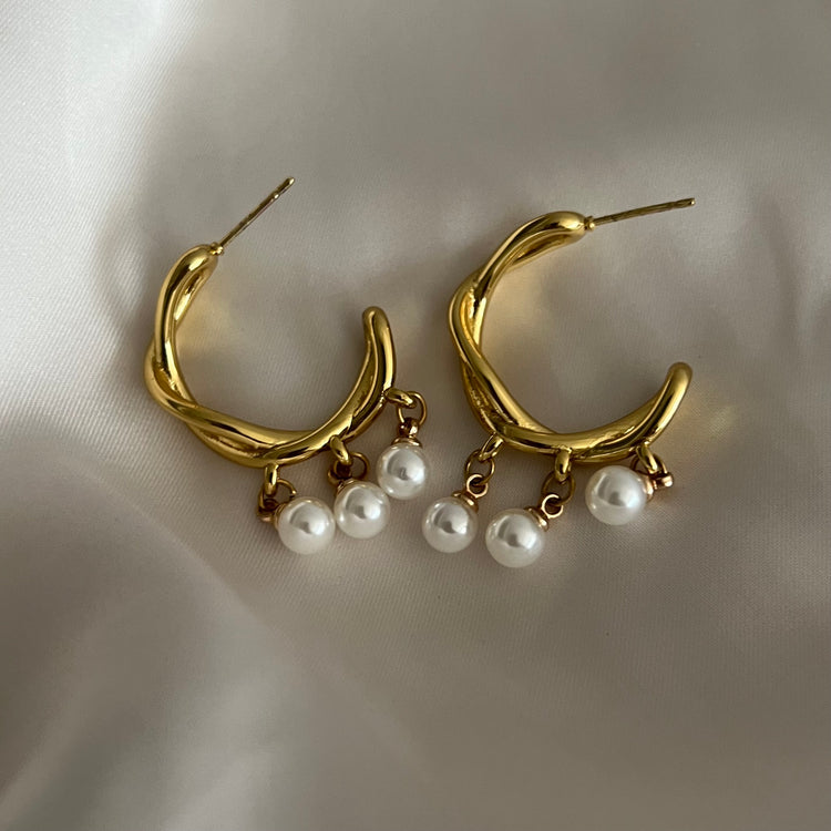 Crescent Pearl Earrings