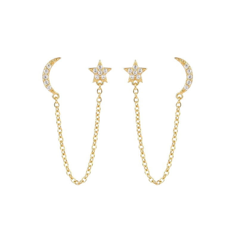 Star-Moon Ear Danglers