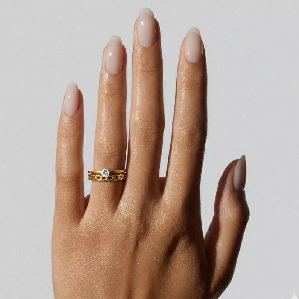 Cuban Solitaire Stack Ring