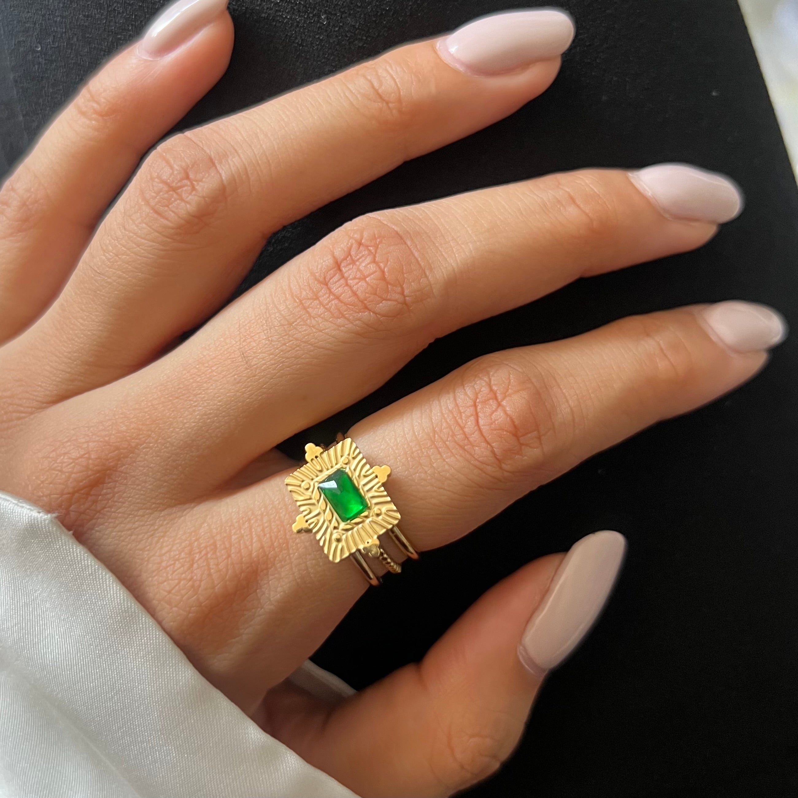 Elspeth Emerald Ring (adjustable)