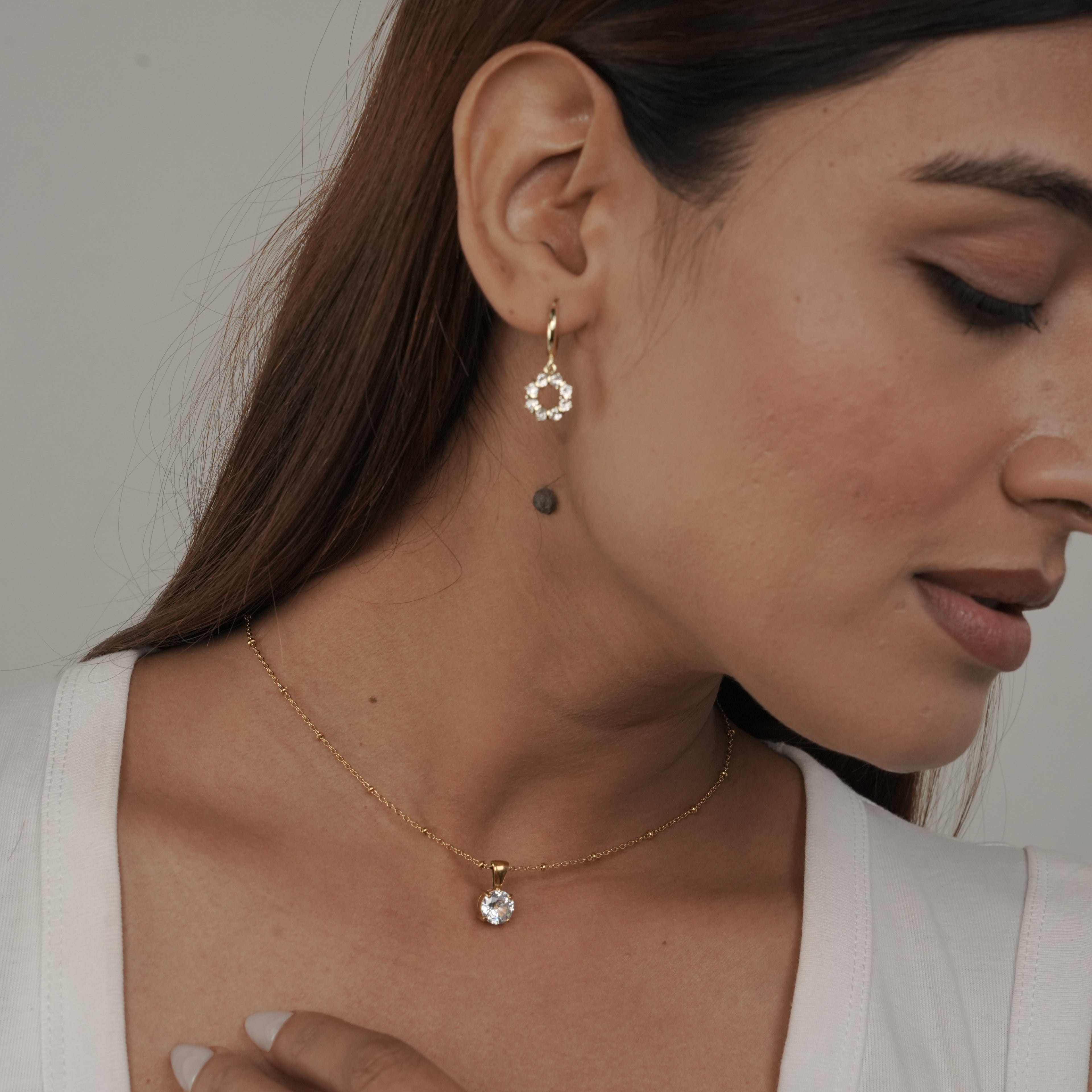 Beaded Chain Solitaire Necklace