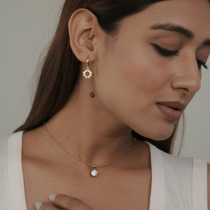 Beaded Chain Solitaire Necklace