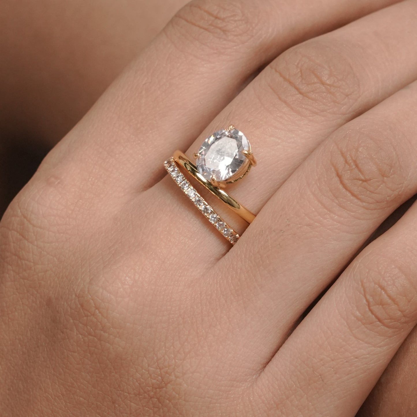Herios Solitaire Stack Ring