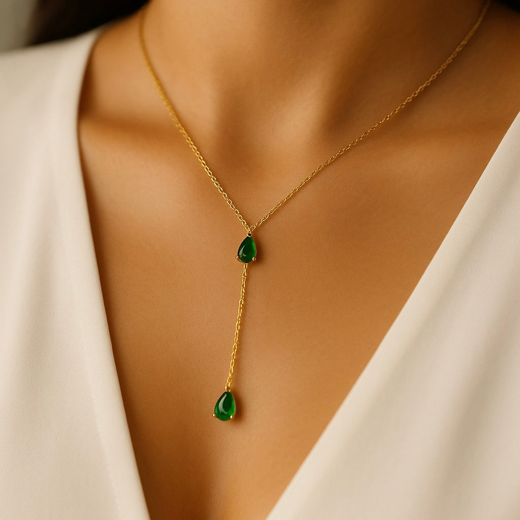 Haisley Emerald Drop Necklace