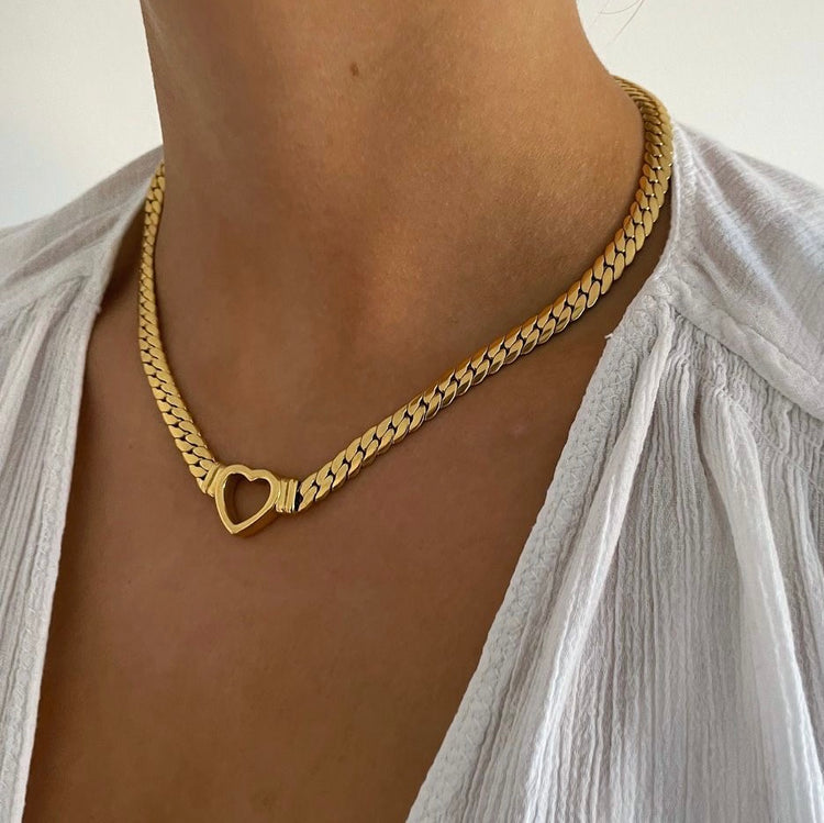 Cuban Hollow Love Necklace