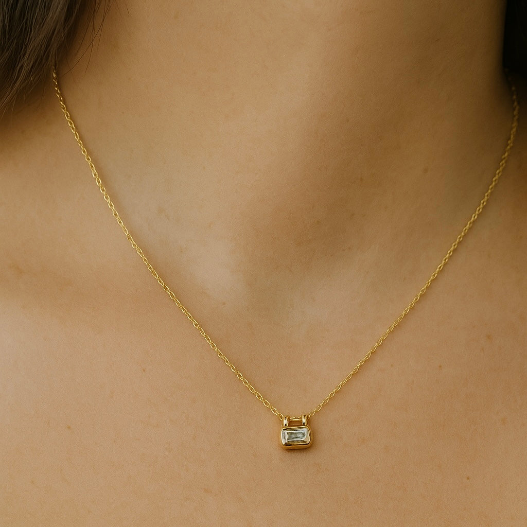 Emerald Cut Bar Necklace