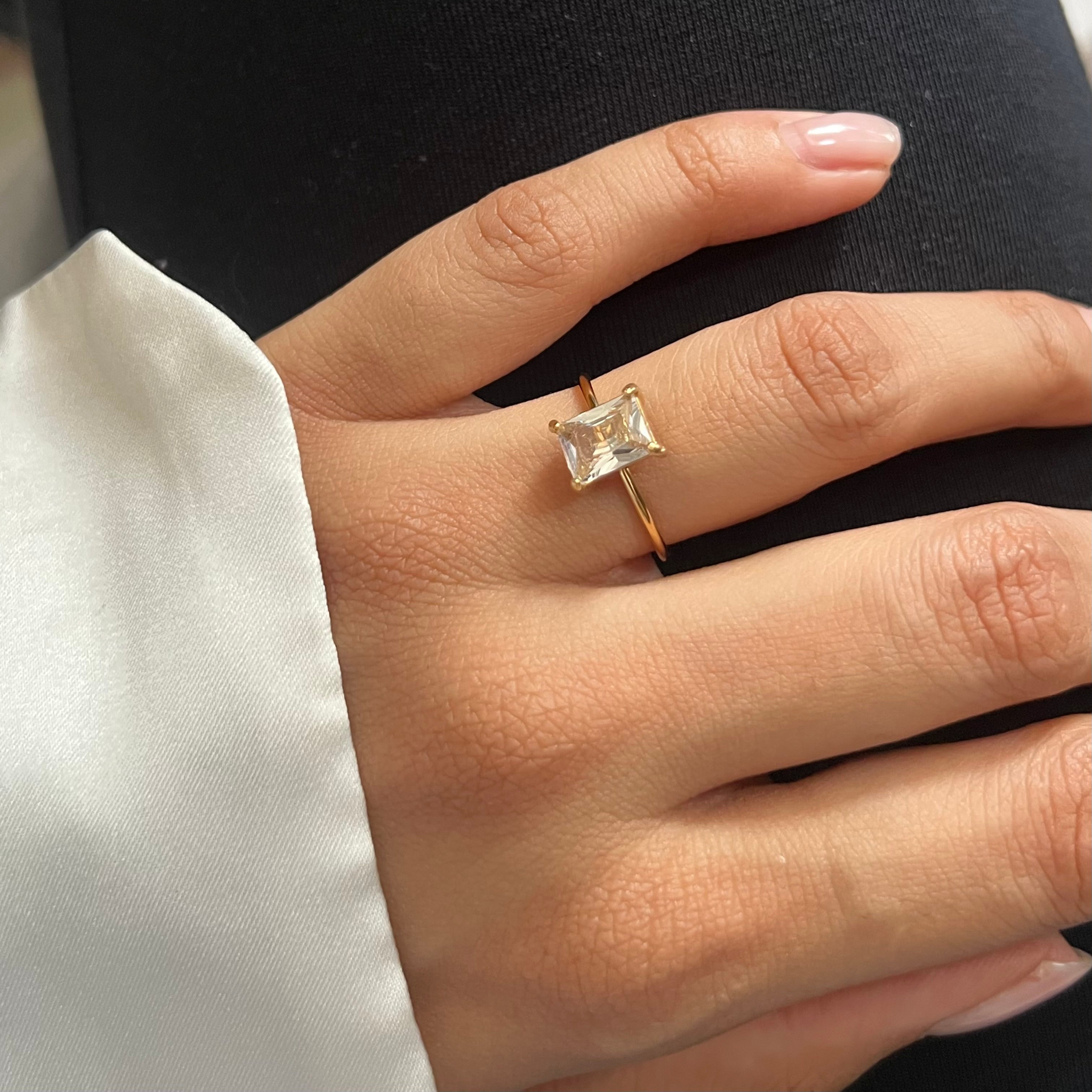 Silvana Emerald Cut Ring (adjustable)