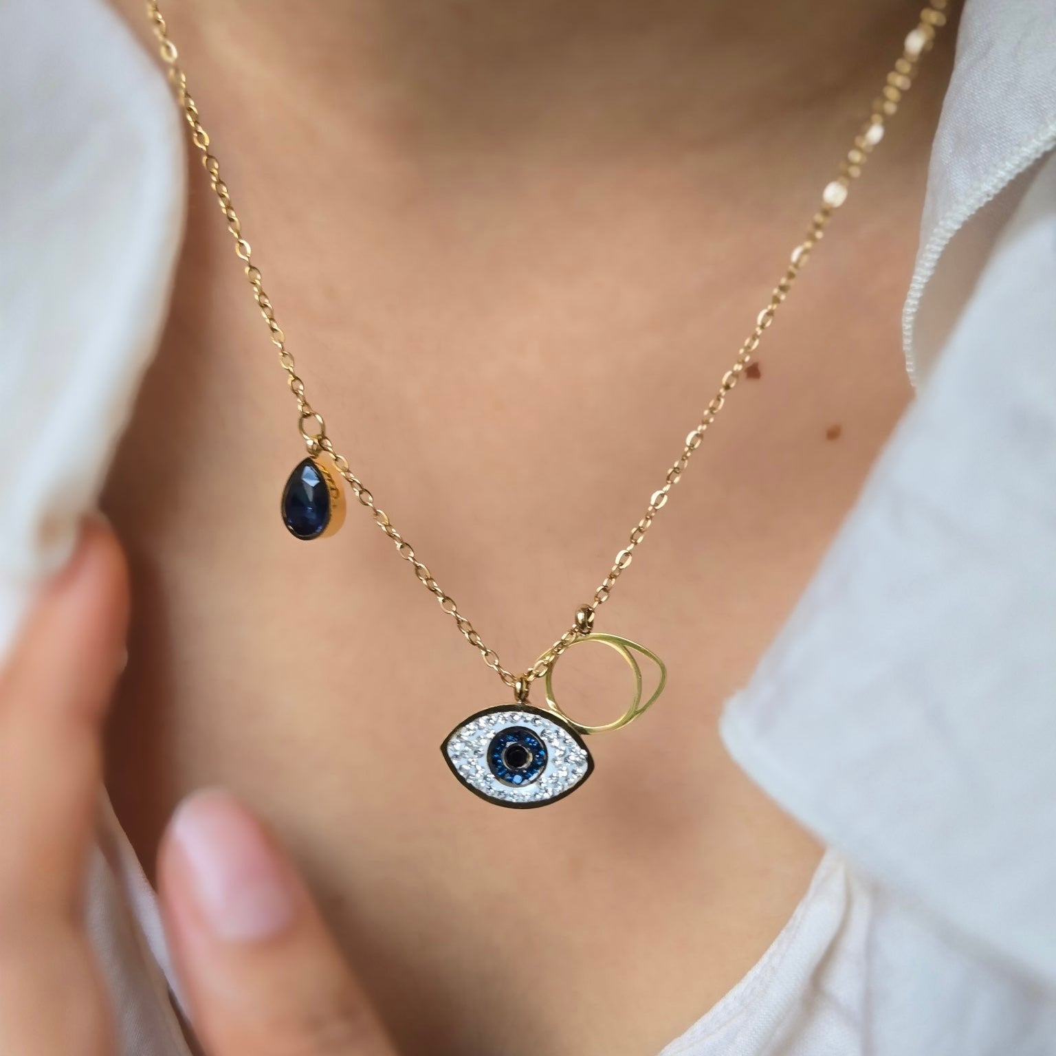 Evil Eye Rhinestone Necklace