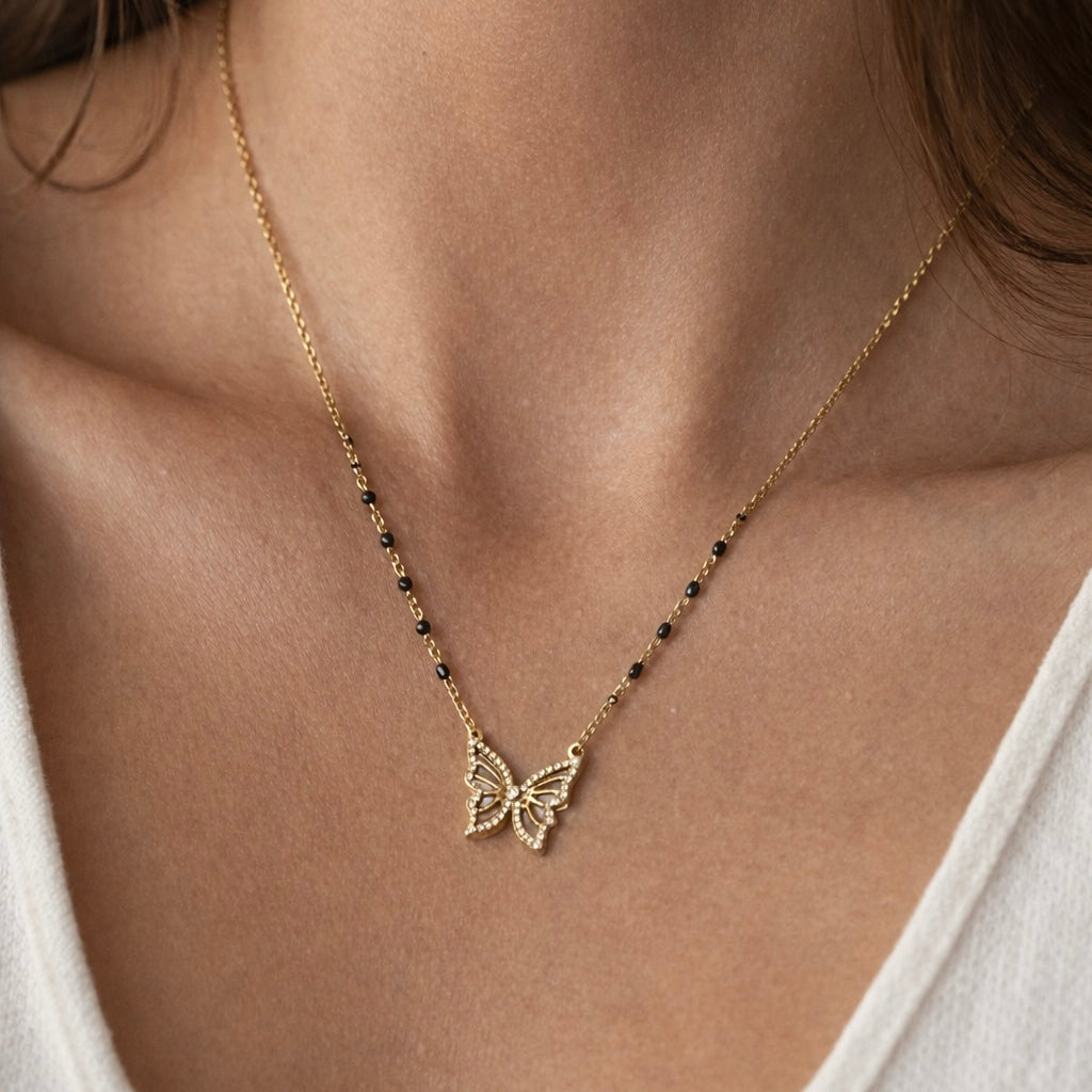 Crystal Butterfly Mangalsutra