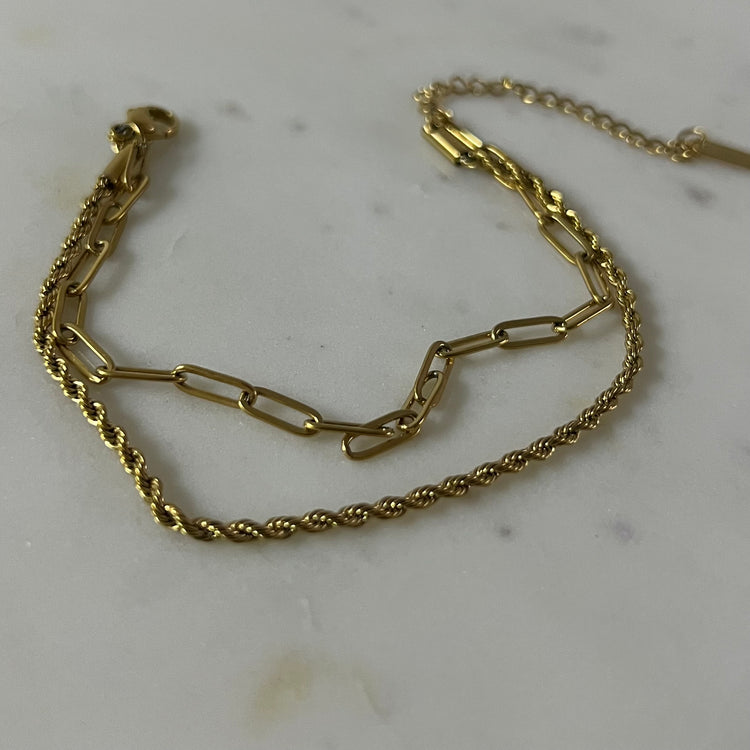 Rope-Paperclip Stack Bracelet