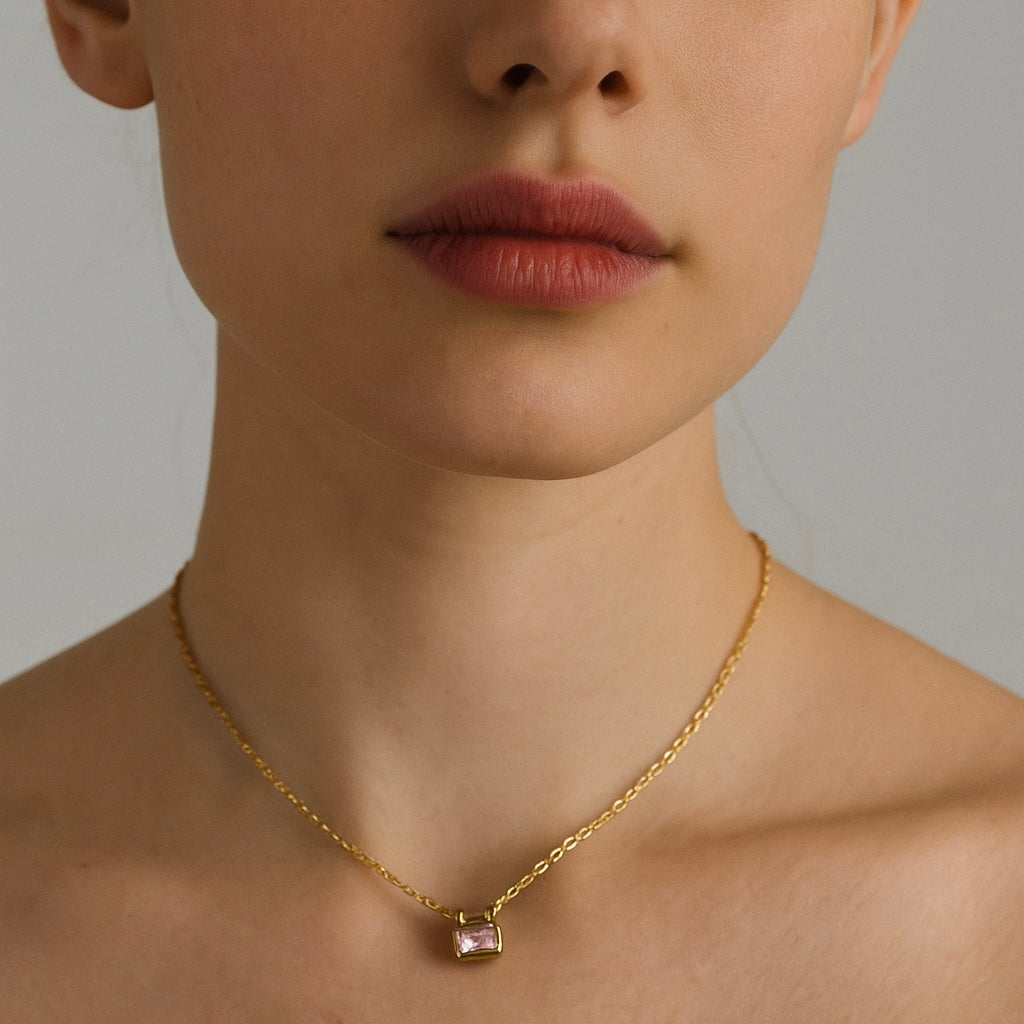 Emerald Cut Bar Necklace