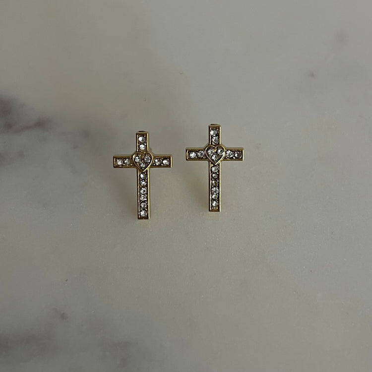 Cross Rhinestone Studs