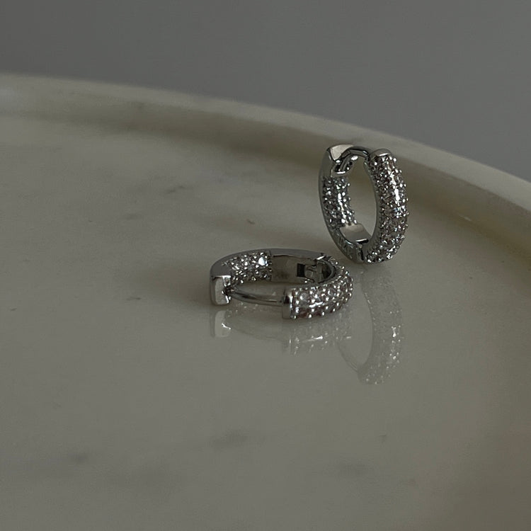 August Diamond Studded Hoops