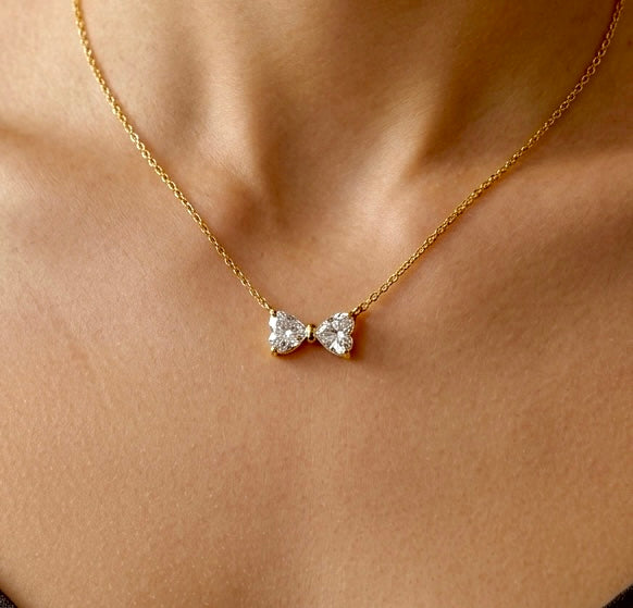 Mini Crystal Bow Necklace