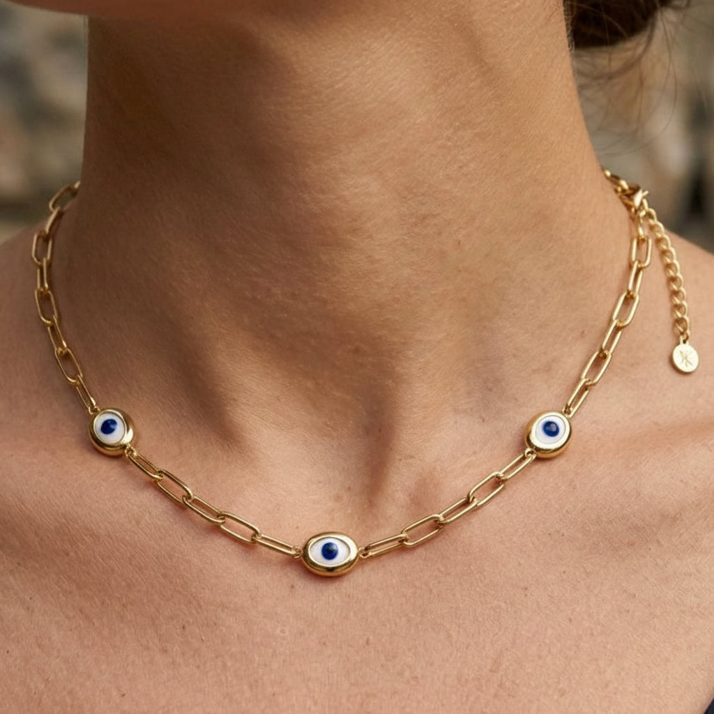 Paperclip Evil Eye Necklace