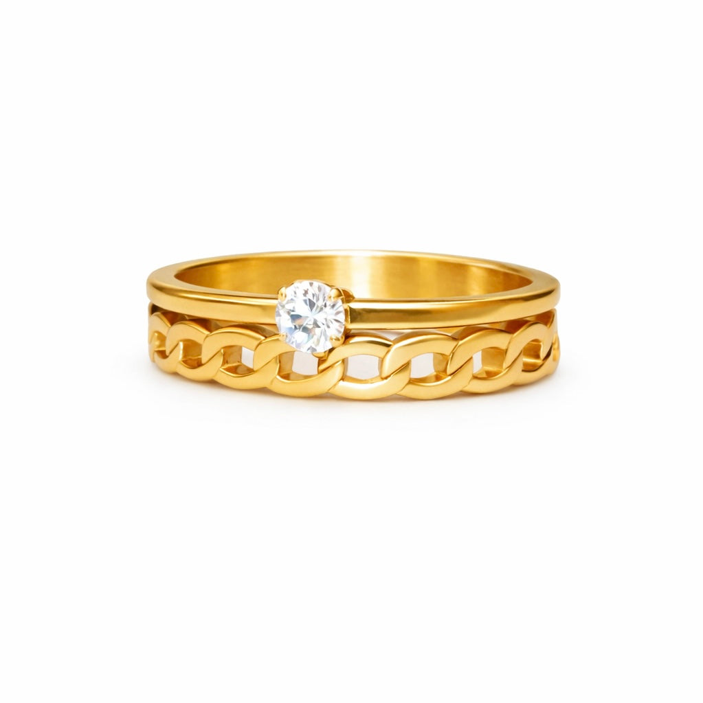 Cuban Solitaire Stack Ring