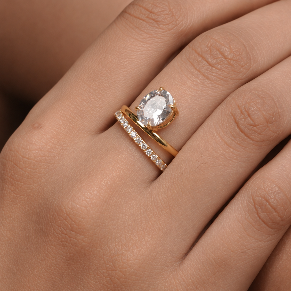 Herios Solitaire Stack Ring