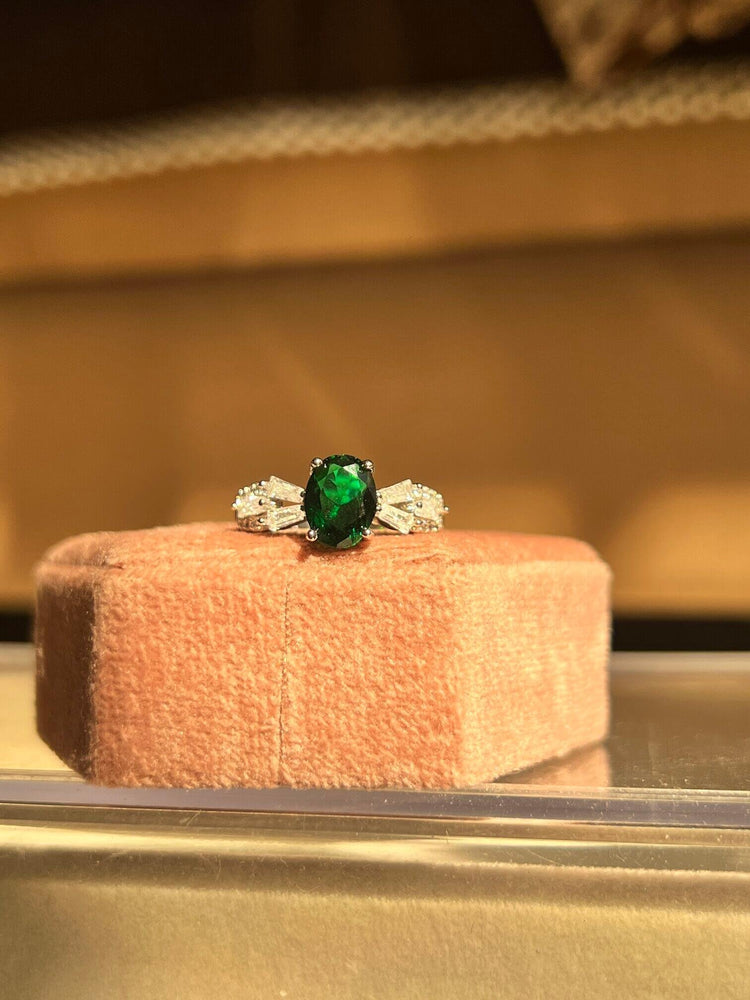 Ameerah Emerald Crystal Sterling Silver Ring